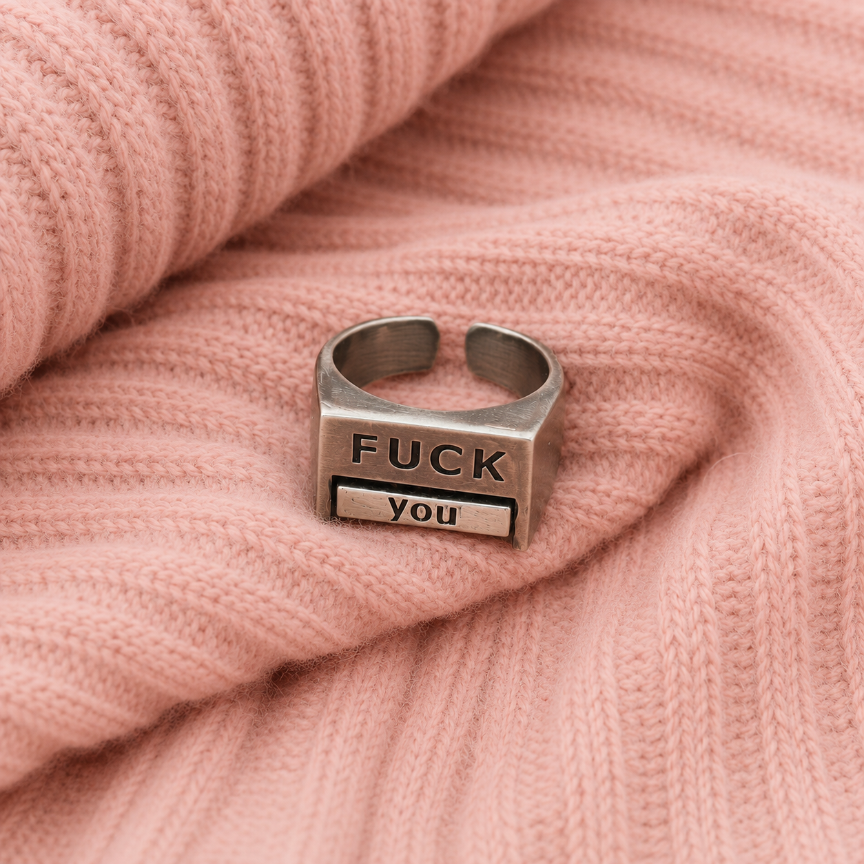 Bague Gravée - Fuck Choix Tournant - Élégante - Bague en Laiton - Inscription Spéciale à roulette