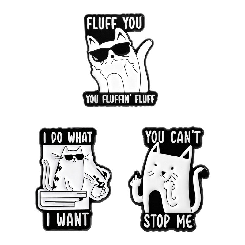 Pin's Broche Email | Animaux Doigt d'honneur Chat | Fuck | Humour | Kawaii | Mignon