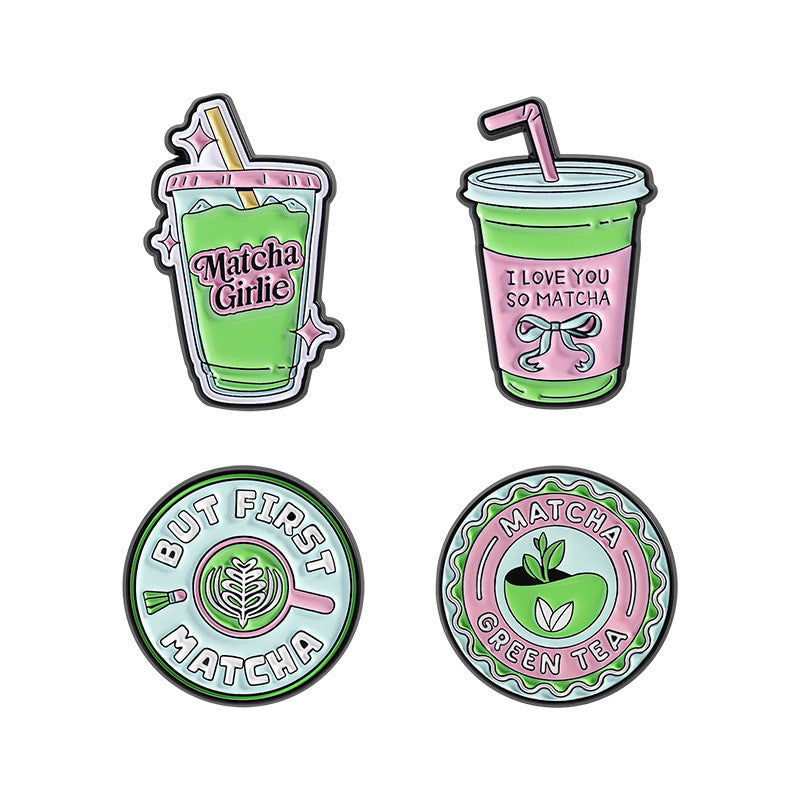 Pin's Broche Email | Lait Vert Matcha | Boisson Sucrée | Lait | Mignon Vert | Kawaii