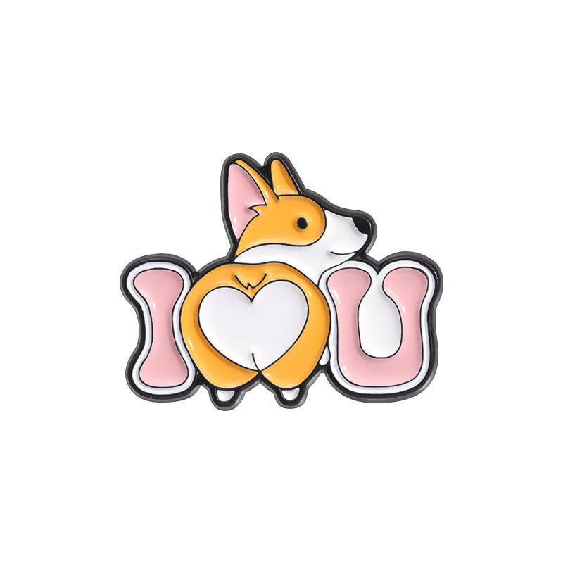 Pin's Broche Email | Derrière, Fesses d'animaux | Chien Love You ou Honey Bun | Kawaii | Fun | Mignon Dessin Animé