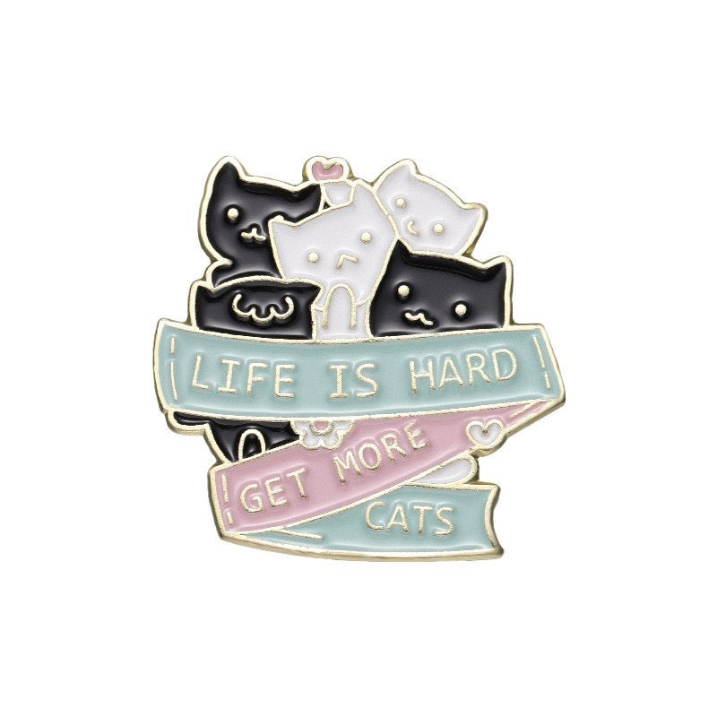 Pin's Broche Email | Bande dessinée Chat Humour | Rose Girly Féminin | Amoureux des Chats | Kawaii | Mignon