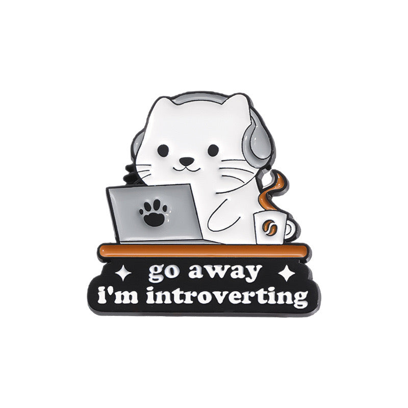 Pin's Broche Email | Chat Sur Ordinateur | Chat Introvertie | Cute Mignon | Humour Fun | Kawaii