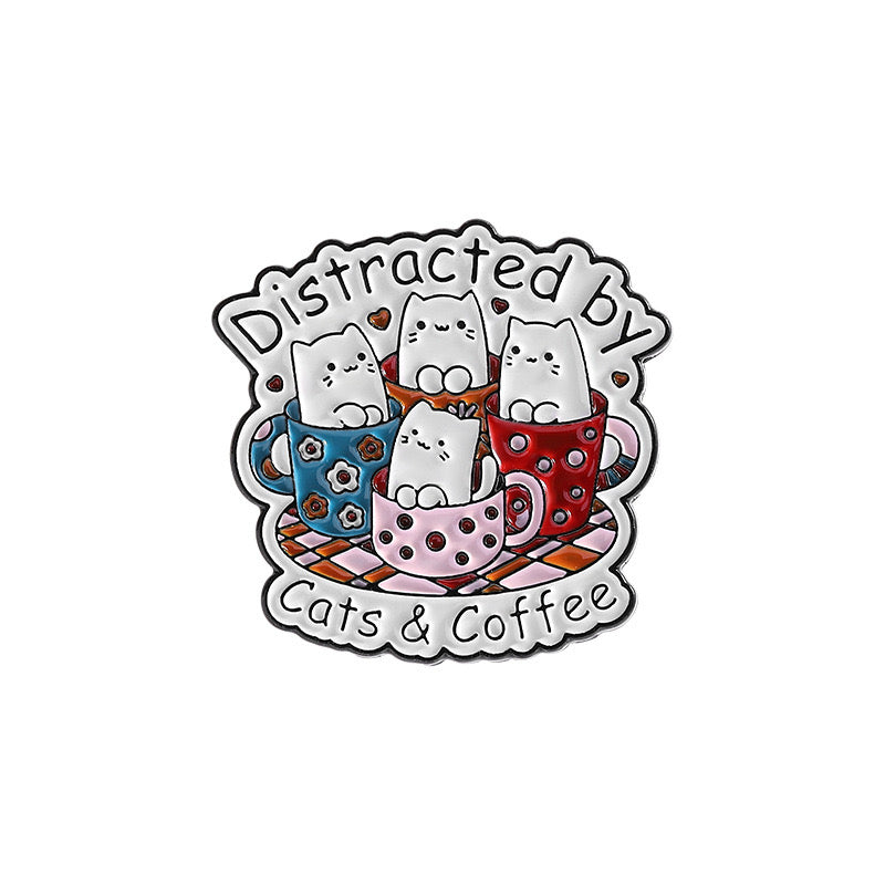 Pin's Broche Email | Tasse de Café | CatPuccino | Capuccino | Mignon |Kawaii | Fun | Humour