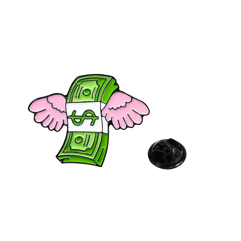 Pin's Broche Email | Liasse de Billet | Argent Monnaie | Humour | Kawaii | Mignon Papier Toilette ou Ailes ange
