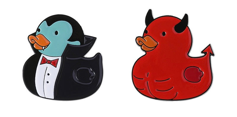 Pin's Broche Email | Halloween Canard Vampire Diable | Kawaii | Mignon Dessin Animé