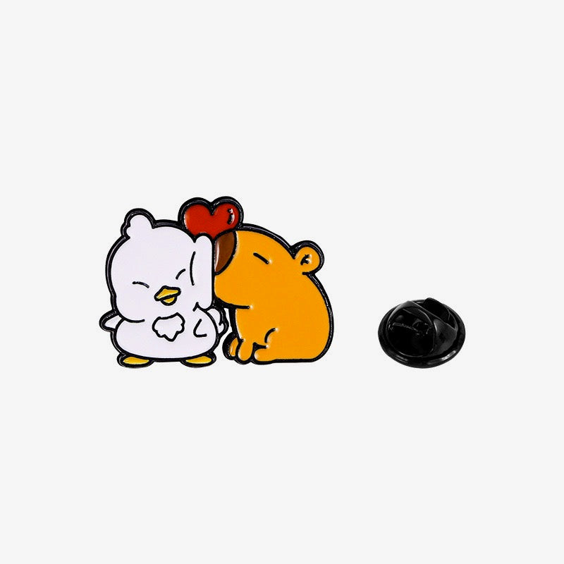 Pin's Broche Email | Cappy et Poussin | Bisou Amoureux | Kawaii | Fun | Humour Mignon