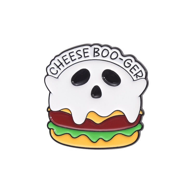 Pin's Broche Email | Fantôme Hamburger | Fantome | Cute Mignon | Humour Fun Halloween Horreur | Kawaii