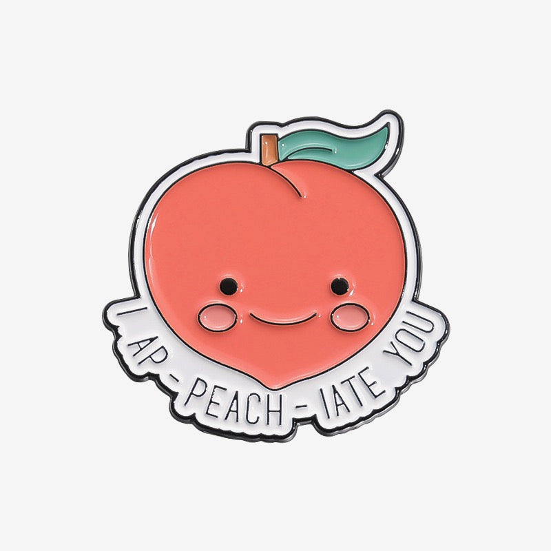 Pin's Broche Email | Feuille Jeu de Mot | Peche | Amoureux Fruit Kawaii | Fun | Humour