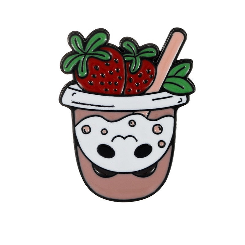 Pin's Broche Email | Boisson Smootie | Sirop | Panda ou Avocat | Kawaii | Fun | Humour