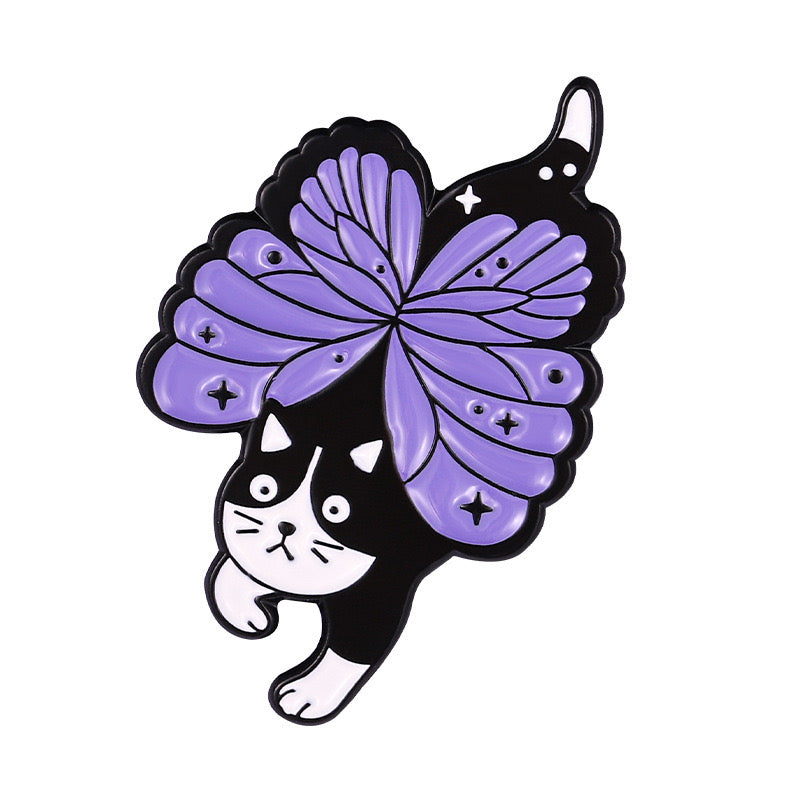 Pin's Broche Email | Chat Ailes de Papillon | Humour | Mignon | Fun | Kawaii Amoureux des Chats
