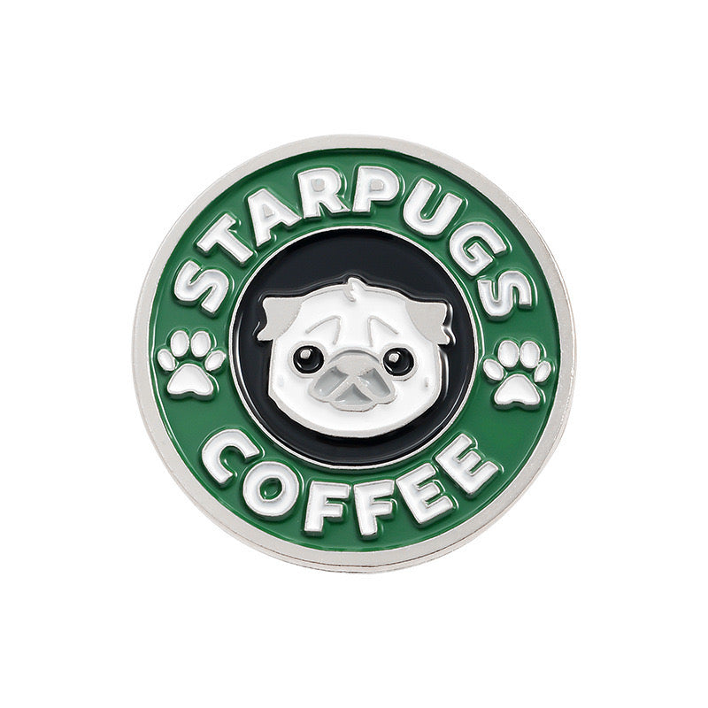 Pin's Broche Email | StarPugs Coffee | Starbucks Humour | Pugs Chien | Kawaii | Fun