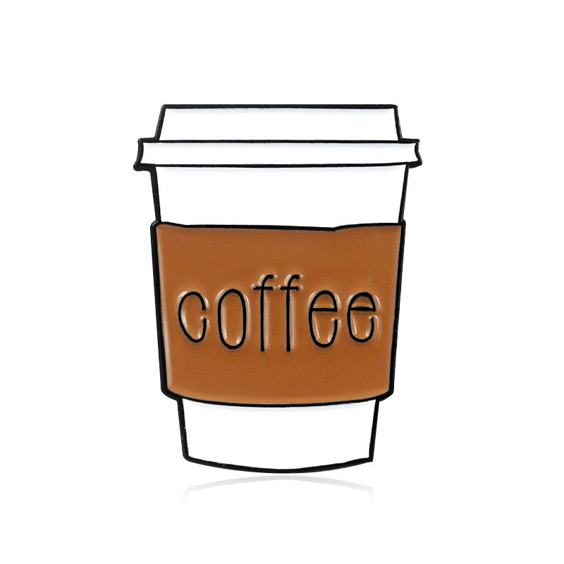 Pin's Broche Email | Thermos de Café | Coffee | Marron et Blanc | Mignon |Kawaii | Fun | Humour