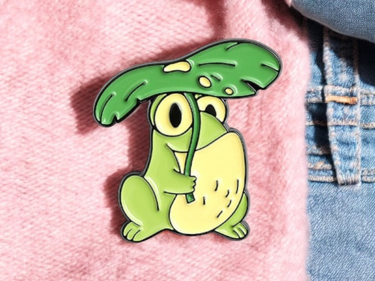 Pin's Broche Email | Grenouille Fleur de Lotus | Grenouille Oasis | Kawaii | Fun | Humour