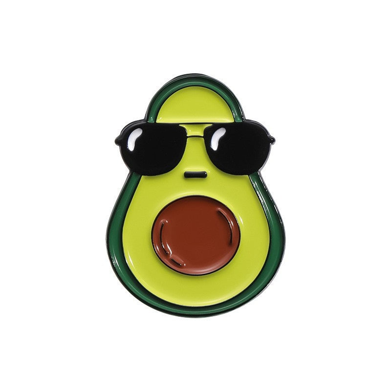 Pin's Broche Email | Avocat Lunettes Soleil | Oeuf Avocat Petit Déjeuner | Kawaii Mignon | Fun | Humour