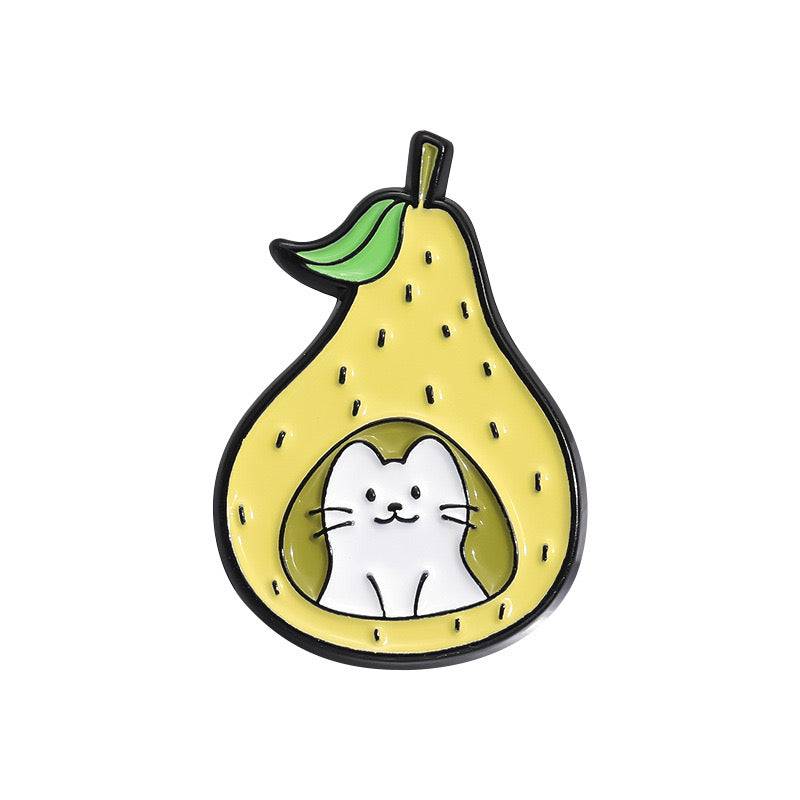 Pin's Broche Email | Chat Fruits | Orange, Poire et Pomme | Kawaii | Fun | Humour