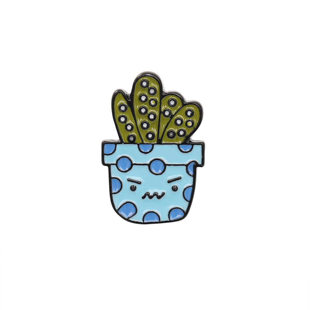 Pin's Broche Email | Mignon Cactus | Kawaii | Fun Humour Pot de Fleur Cactés