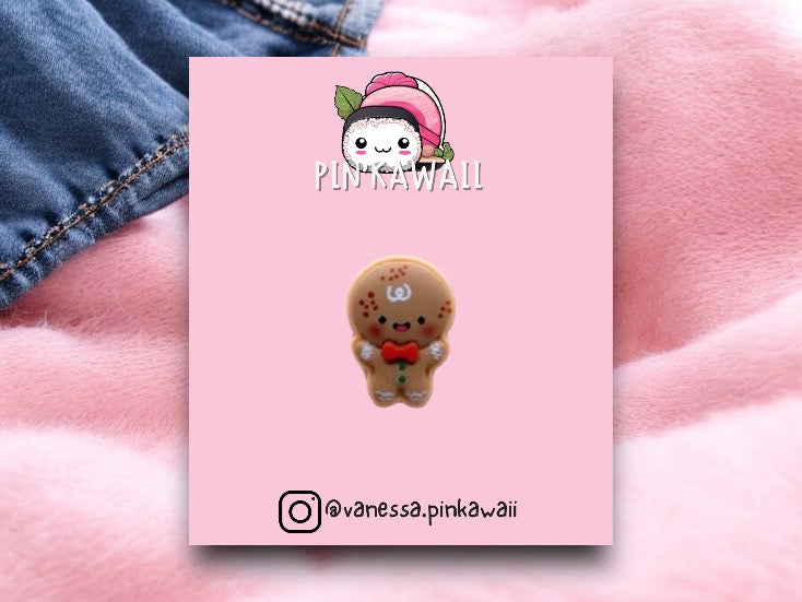 Pin's Broche | Bonhomme en pain d'épice | Biscuit | Noël | Kawaii