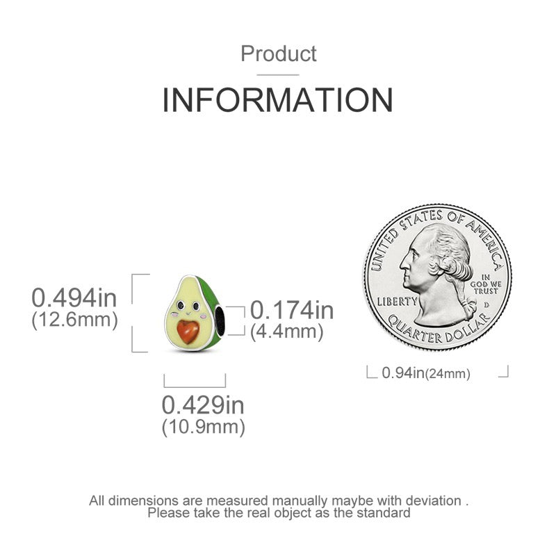 Pendentifs de Collier ou Bracelet | Charms | Avocat Mignon Petit Kawaii | Argent 925