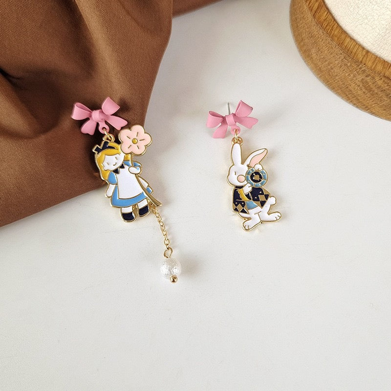 Earrings | Drop earrings | Alice in Wonderland | Late Bunny Alice | Gold Plated Copper