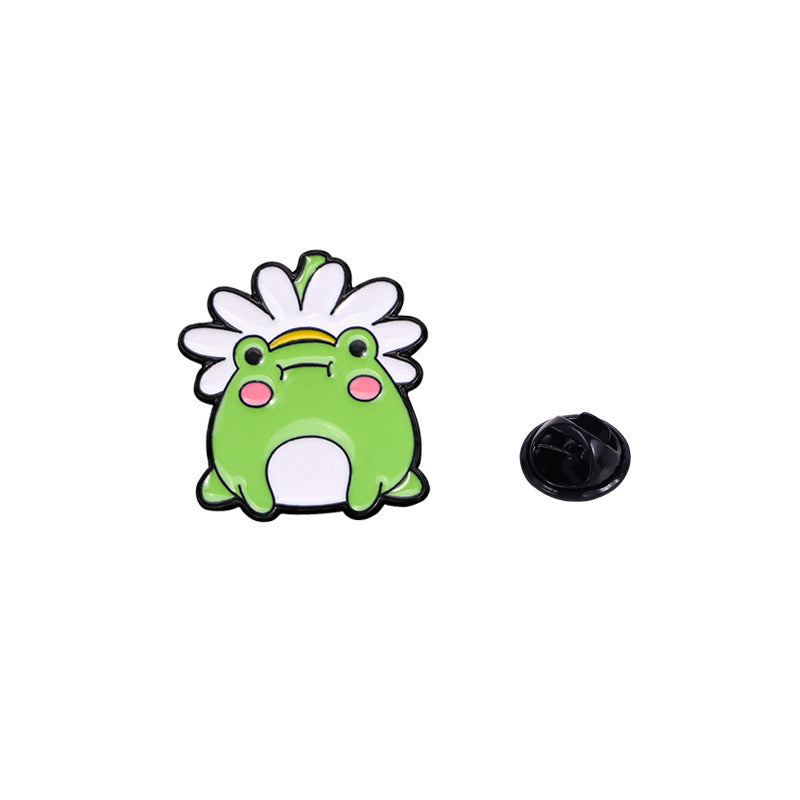 Pin's Broche Email | Grenouille Fleur de Lotus | Grenouille Oasis | Kawaii | Fun | Humour