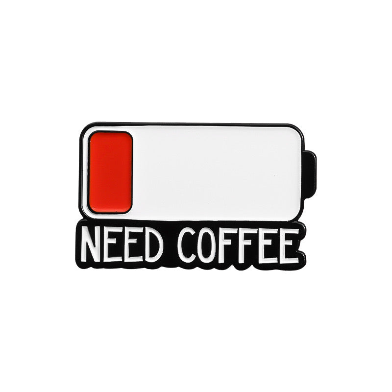 Pin's Broche Email | Need Coffee ou Need Wine | Humeur Forme Pourcent | Energie | Humour | Kawaii | Mignon