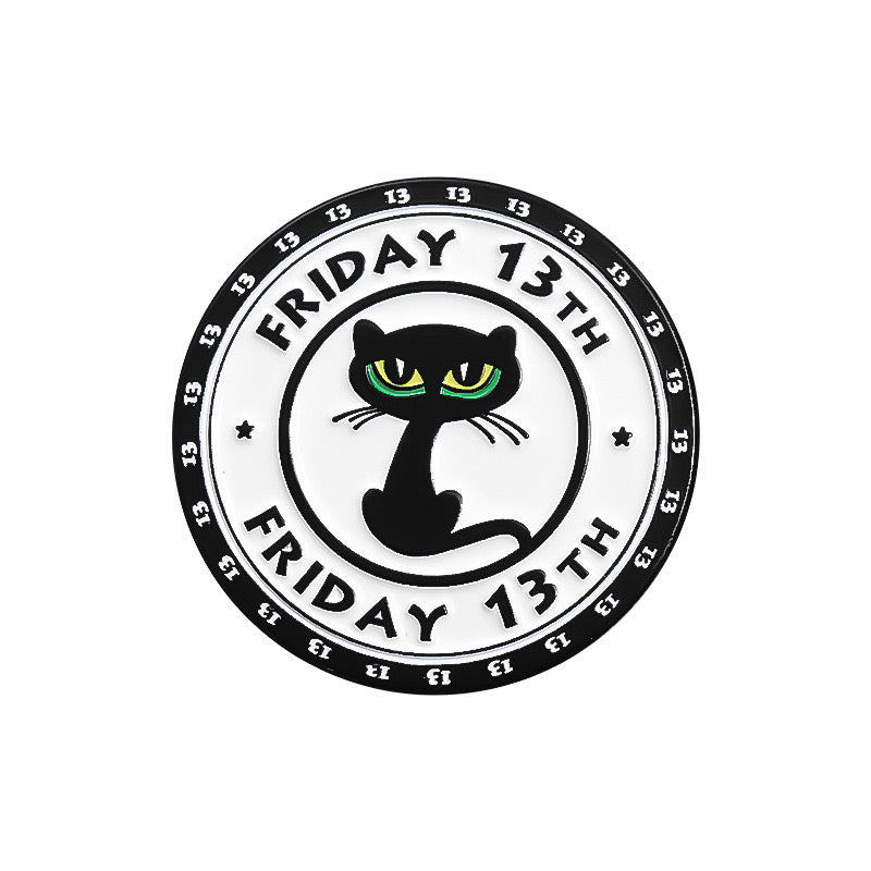 Pin's Broche Email | Bonne Chance | Friday 13th |Chat Noir | Humour Dessin Animé | Kawaii | Fun | Vendredi 13