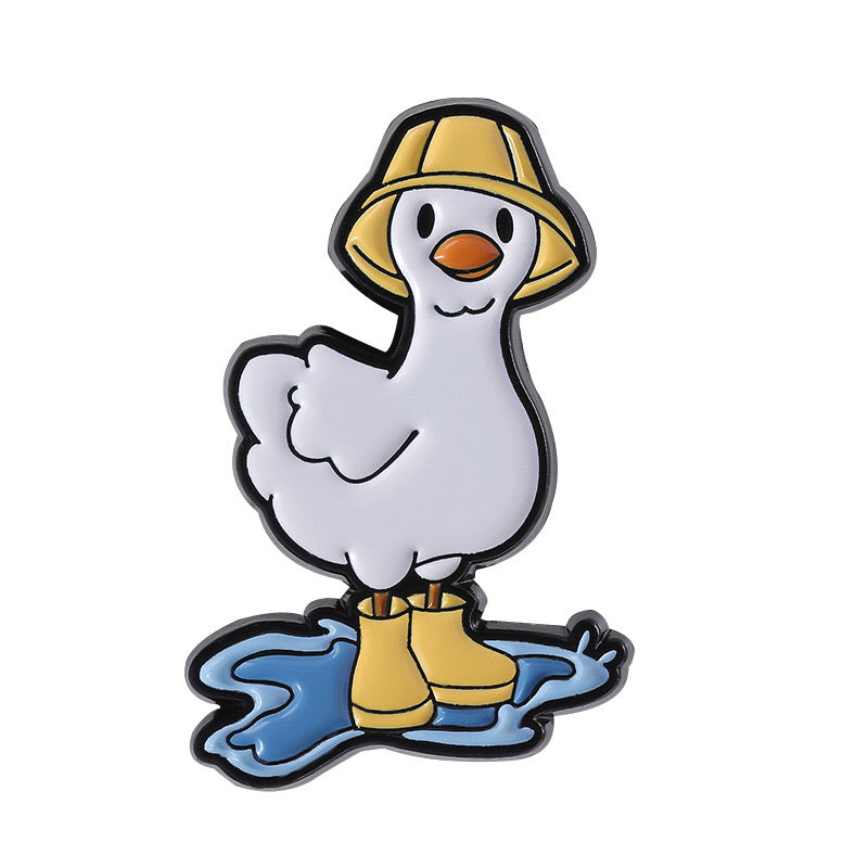 Pin's Broche Email | Chat ou Canard Parapluie | Chat | Humour Dessin Animé | Kawaii | Fun