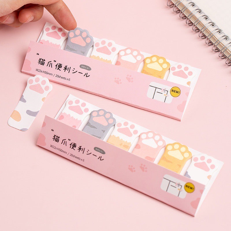 Autocollant de Note de Message | Message Note Autocollante | Papeterie | Style Kawaii | Accessoires | Post It | Mignon Pate de Chat