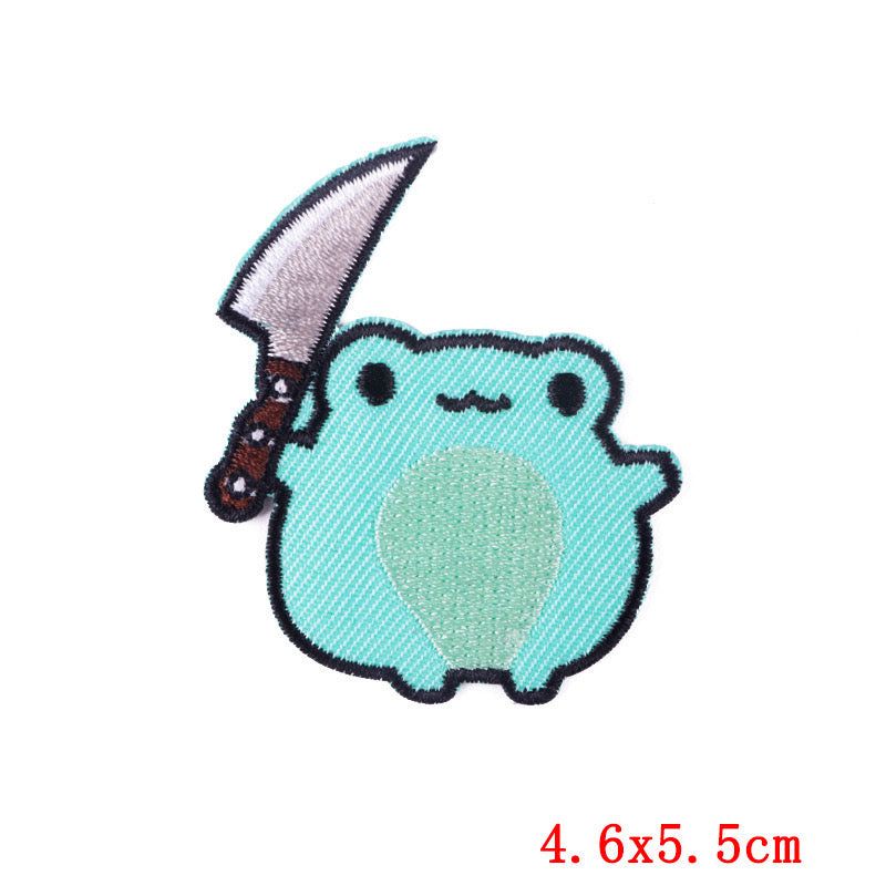 Embroidery Fabric | Patch Iron-on Ecusson Cat Knife | Humor | Cute Cartoon | Kawaii