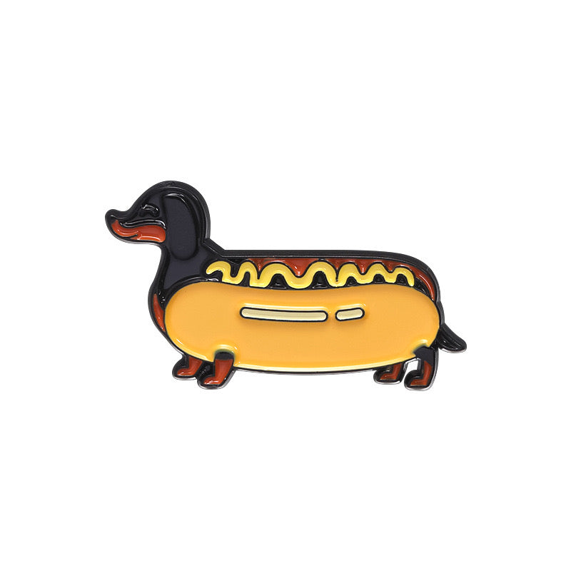 Pin's Broche Email | Chien Saucisse Hot Dog | Chien | Cute Mignon | Humour Fun | Kawaii