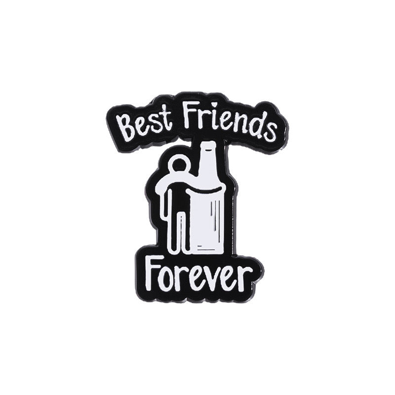 Pin's Broche Email | Bouteille Vin | Best Friends Forever | Meilleur Ami | Humour Fun | Kawaii