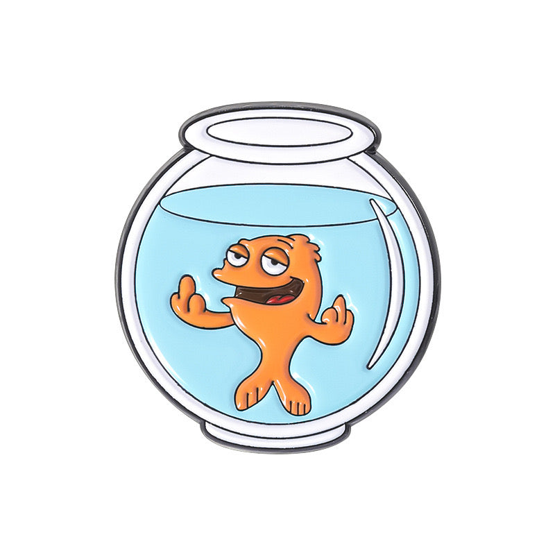 Pin's Broche Email | Poisson Bocal Doigt d'honneur | Fuck | Humour | Kawaii | Mignon