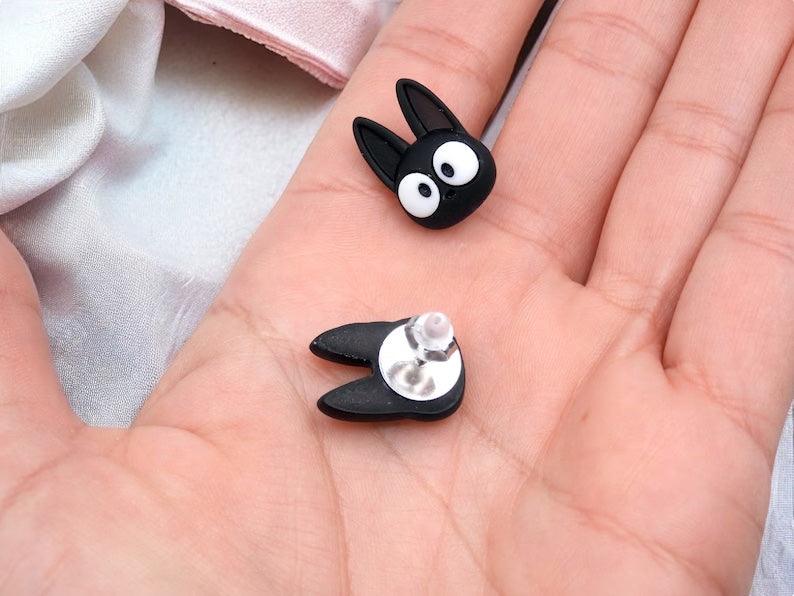 Boucles Oreilles | Clous d'oreilles | Chat Noir | Kawaii | Mignon Dessin Animé