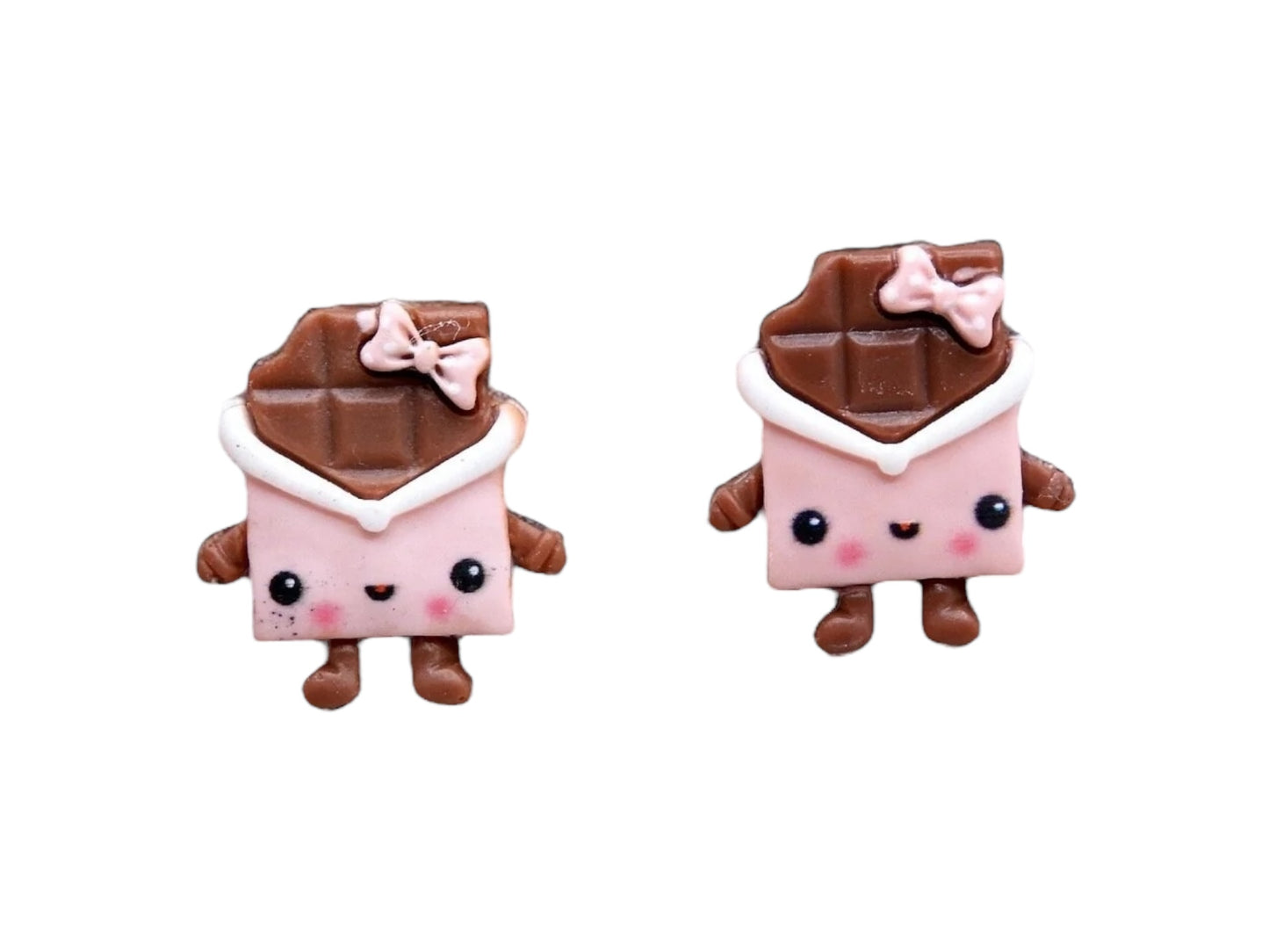 Boucles d'oreilles | Chocolat Noir Mordu | Barre de Chocolat | Kawaii Mignon