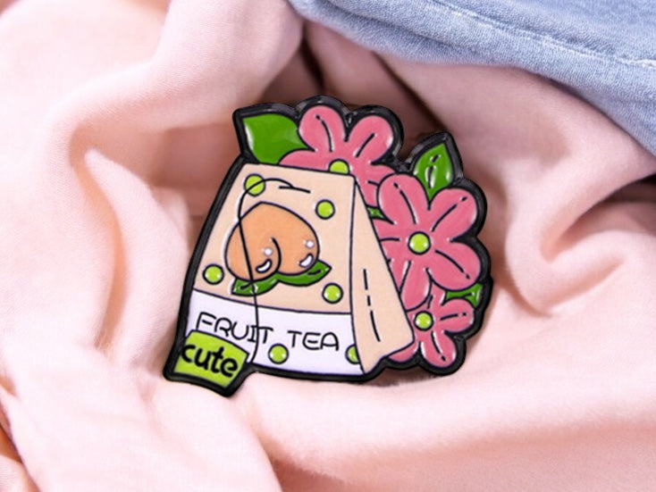 E-Mail-Brosche | Einhorn-Milchziegel oder süßer Früchteteebeutel | Süßes Getränk | Milch | Niedlicher Kawaii-Cartoon | Kawaii