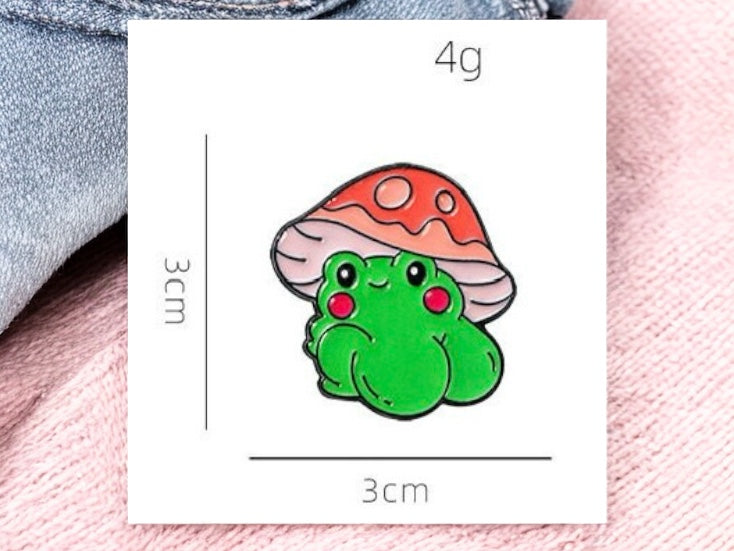Pin's Broche Email | Grenouille Champignon Fesses à l'air | Grenouille mignonne | Amoureux des Grenouilles | Kawaii | Fun | Humour