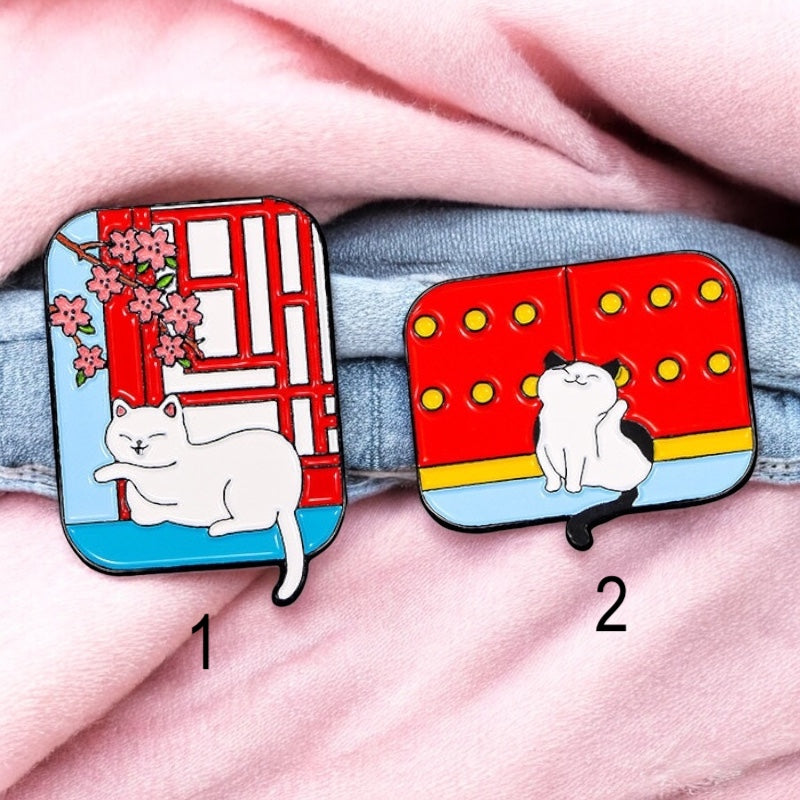 Pin's Broche Email | Chat Japonais | Amoureux Chat | Humour Dessin Animé | Kawaii | Fun