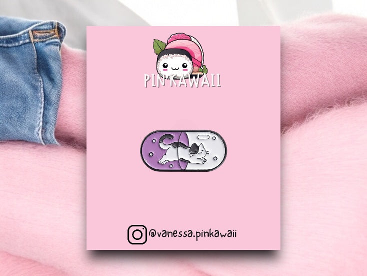 Pin's Broche Email | Pillule Chat | Humour Médicaments | Kawaii | Mignon Antidépresseur Amoureux des Chats