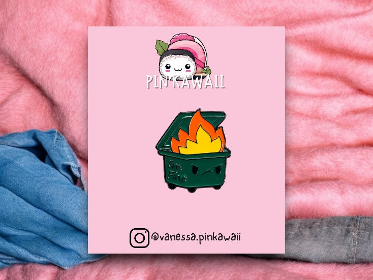 Email Brooch Pin | Cat Fire Everything Fine | Cat | Cute Cute | Humor Fun | Kawaii