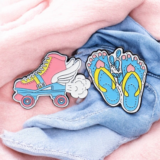 Email Brooch Pin | Flip-flops or Rollerblades | Speed ​​or Rest | Kawaii | Fun | Humor