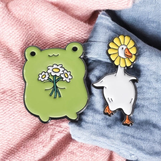 Email Brooch Pin | Frog or Duck Flower | Spring Flower | Kawaii | Fun | Humor