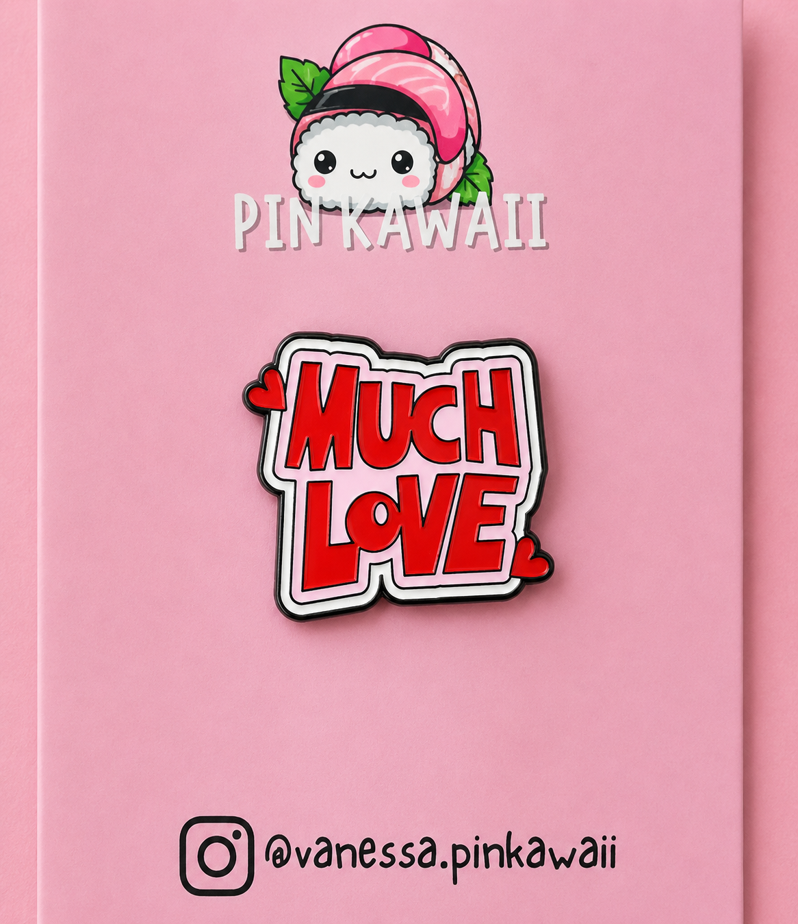 Pin’s émaillé Much Love rose et rouge – Pin kawaii