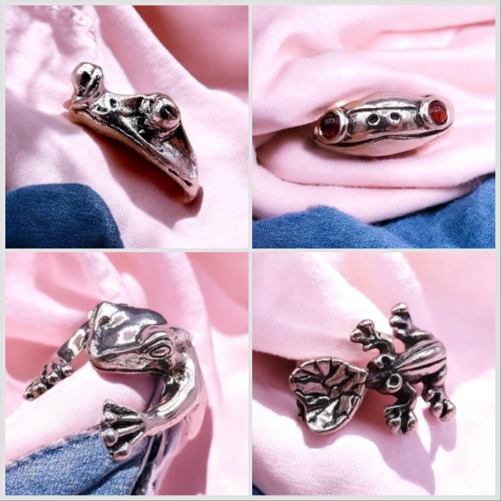 Bague Anneau Bijoux Réglable | Grenouille | Bijou Fantaisie | Argenté | Kawaii | Mignon