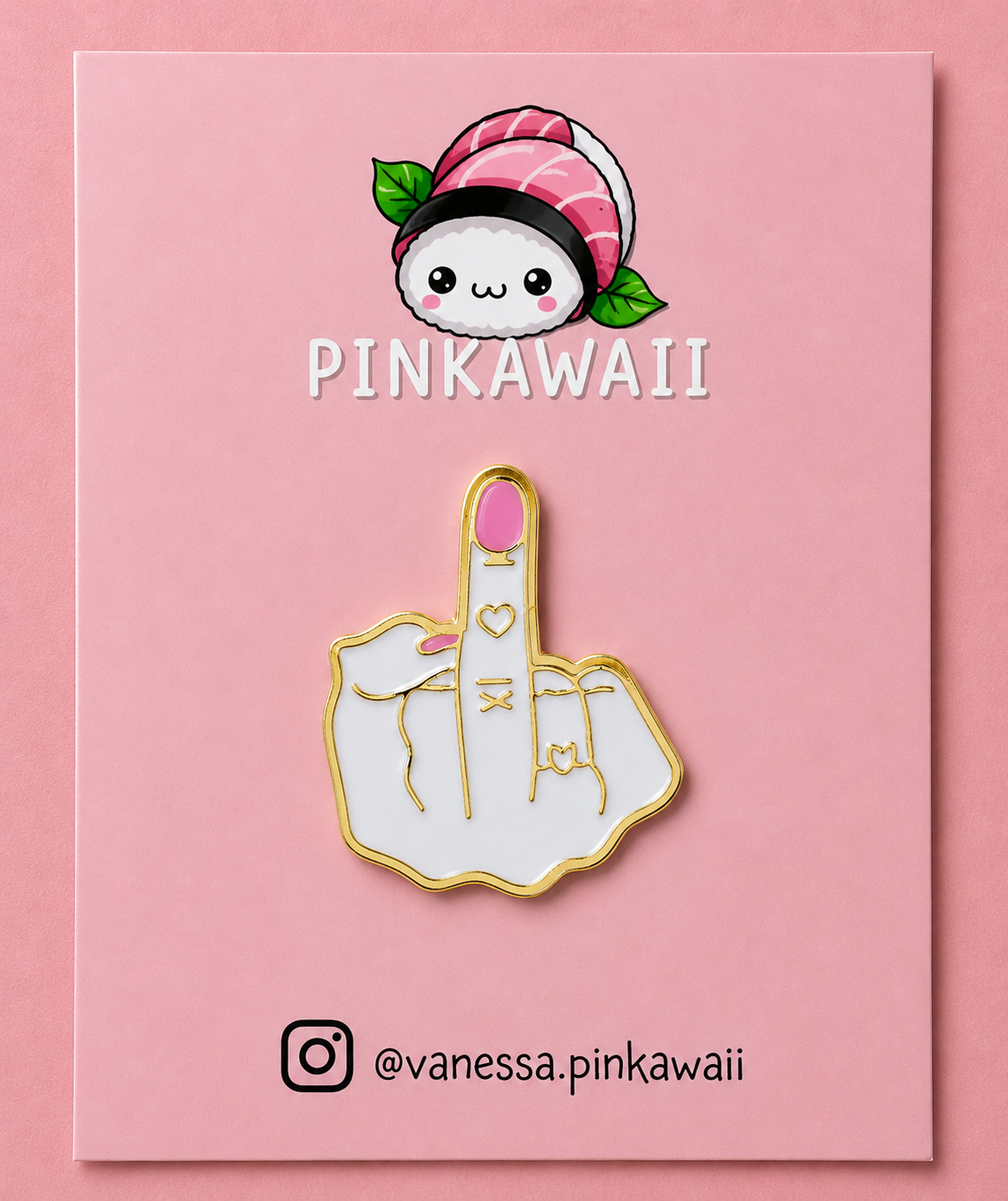 Pin’s doigt d’honneur blanc et doré | Pin féministe