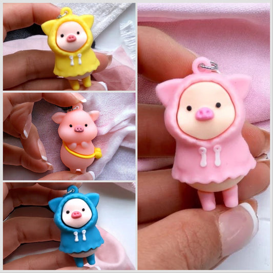 Silica Gel Silicone Pendant | Cute Pig Sweet Hoodie | Cute | Comic Strip | Kawaii