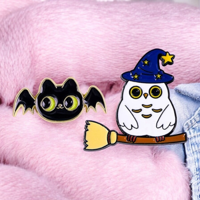 E-Mail-Brosche | Fledermaus oder Eule | Halloween | Kawaii | Niedlicher Cartoon