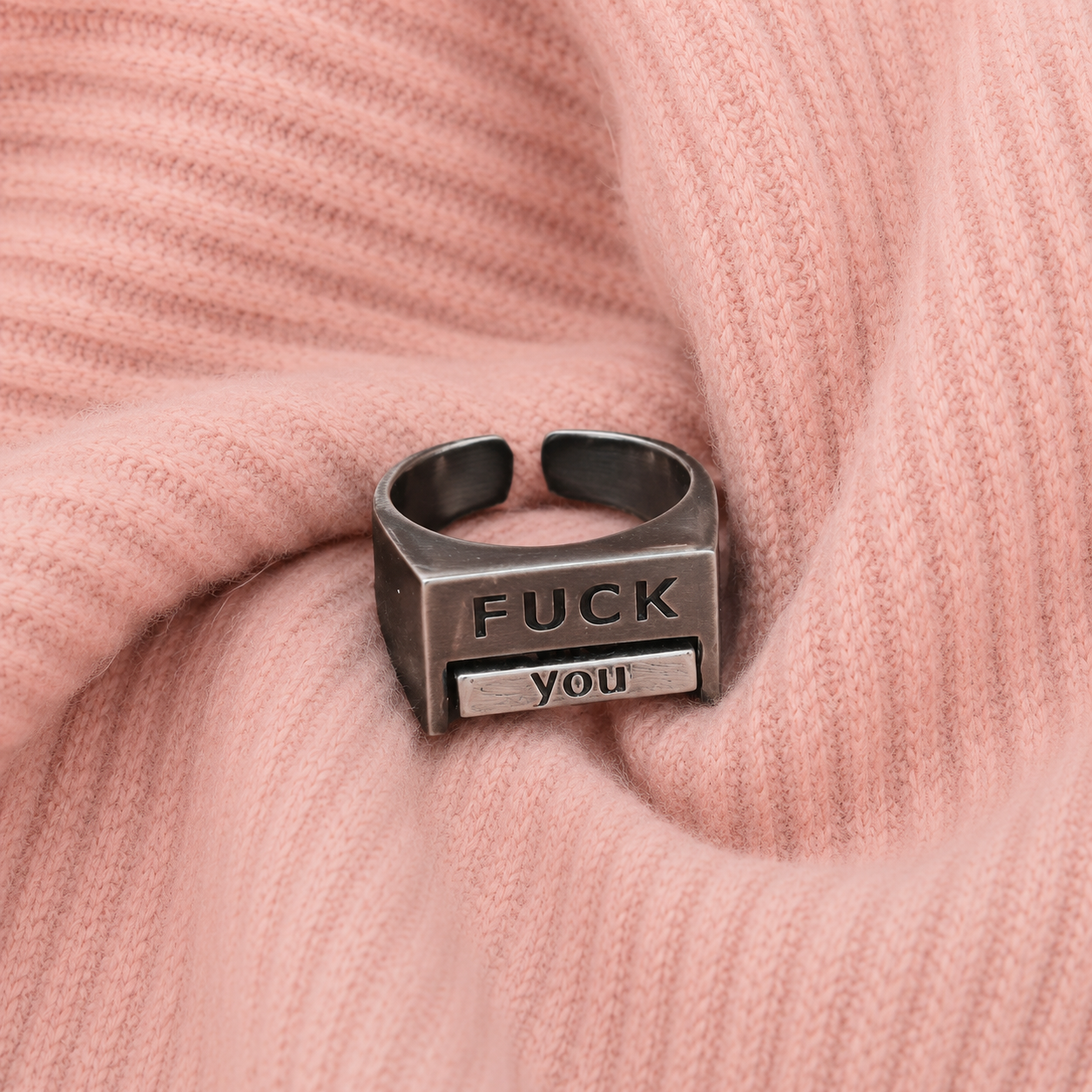 Bague Gravée - Fuck Choix Tournant - Élégante - Bague en Laiton - Inscription Spéciale à roulette