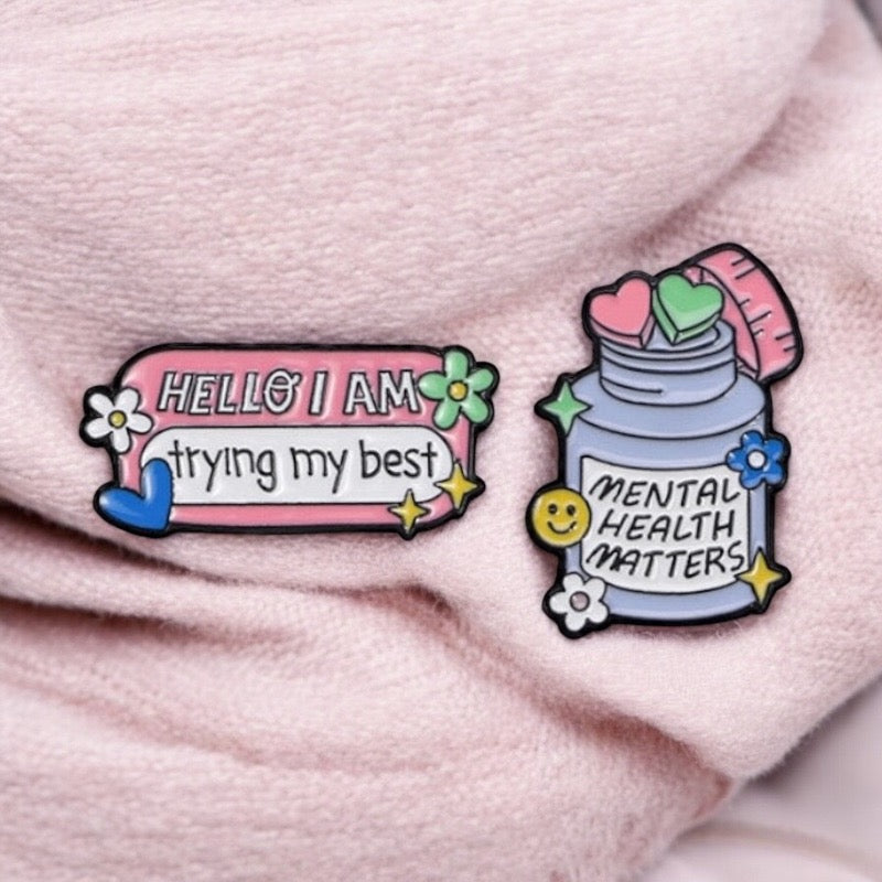 Pin's Broche Email | Mental Health Matters | Santé Mental | Humour | Kawaii | Mignon