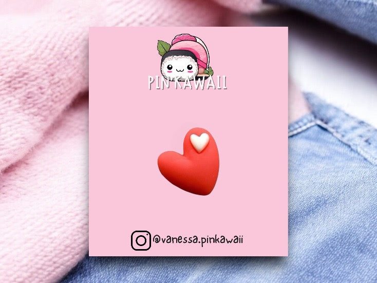 Pin's Broche | Coeur | Cardiaque Rouge | Saint Valentin | Mignon | Kawaii