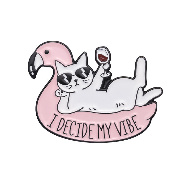 Pin's Broche Email | Chat | Humour I Decide my Vibe | Kawaii | Mignon Amoureux des Chats